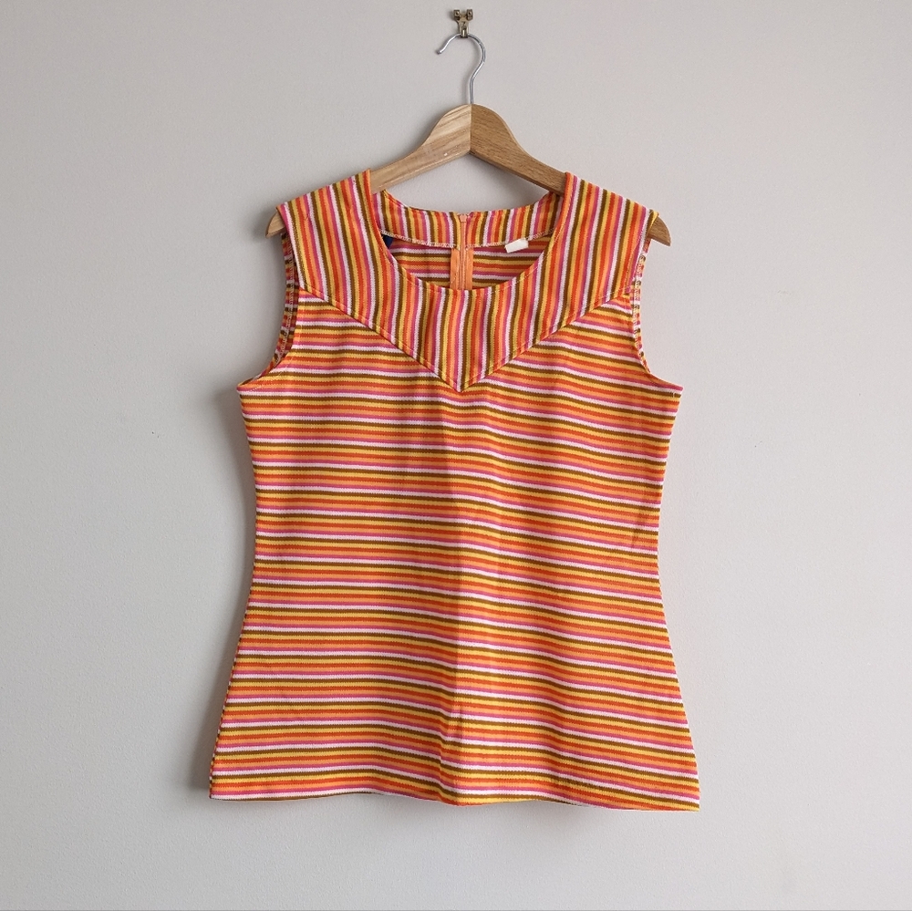 Vintage Panhandle Slim Striped Sleeveless Blouse